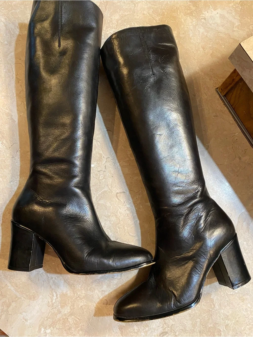 Unlisted Black Over-the-Knee Smooth Leather Boots